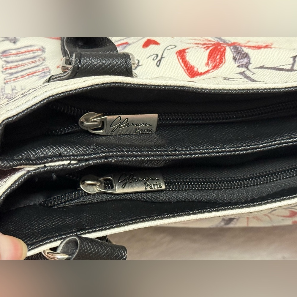 Paris Themed Shoulder Bag Set - Black and Cream - Picture 12 of 13
